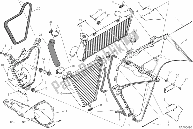 Todas as partes de Refrigerador De água do Ducati Superbike 1199 Panigale S ABS 2014